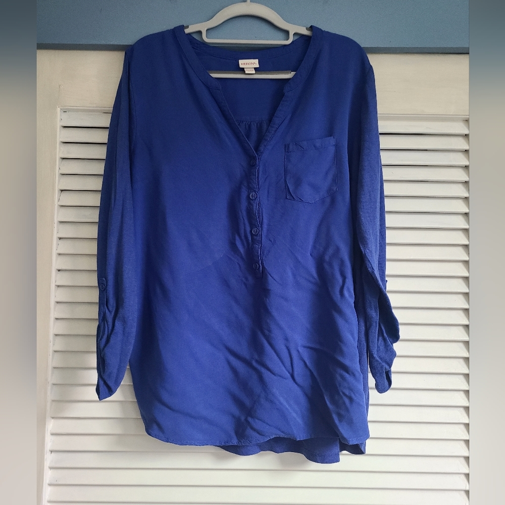 Women's Merona long sleeve blue top | Size XL